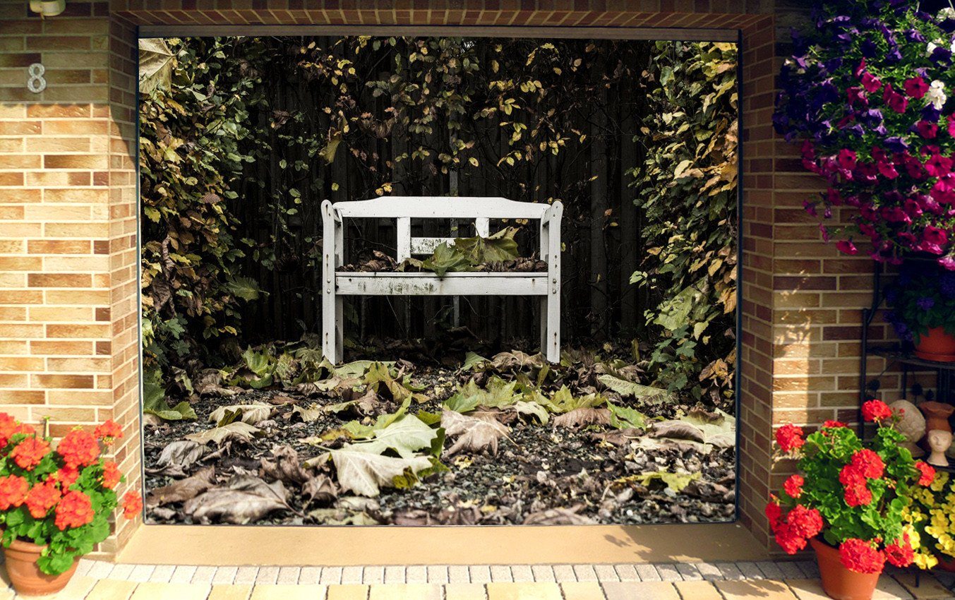 3D Bench Fallen Leaves 182 Garage Door Mural Wallpaper AJ Wallpaper 
