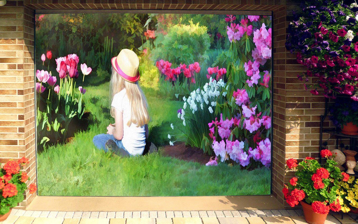 3D Grassland Pretty Girl 310 Garage Door Mural Wallpaper AJ Wallpaper 