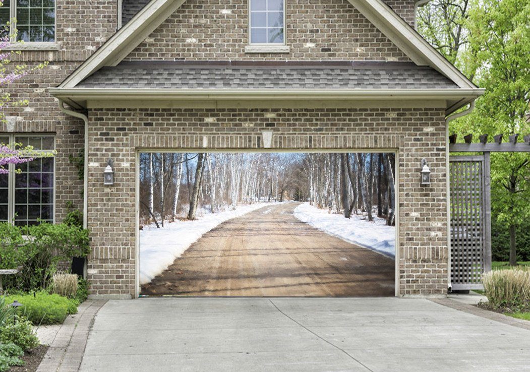 3D Road Snow Trees 148 Garage Door Mural Wallpaper AJ Wallpaper 