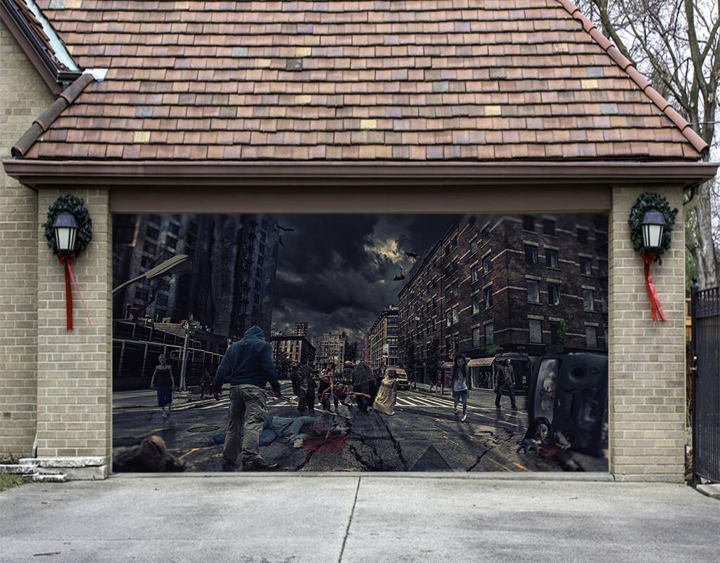3D City Zombie 138 Garage Door Mural Wallpaper AJ Wallpaper 