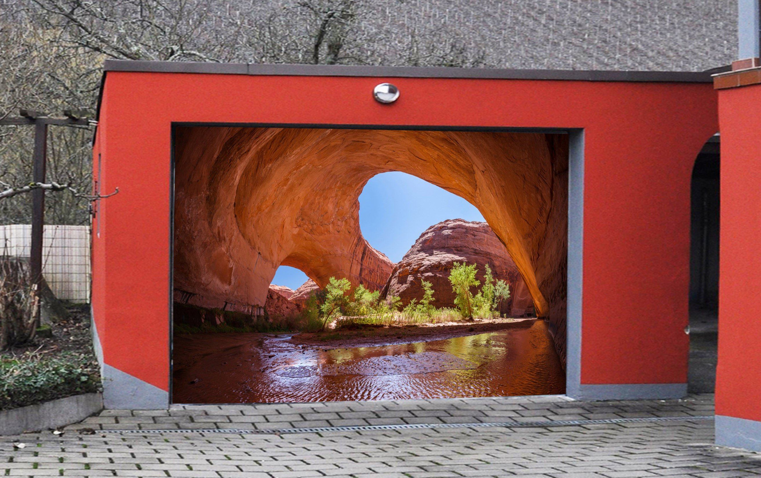 3D Cave River Scenery 08 Garage Door Mural Wallpaper AJ Wallpaper 