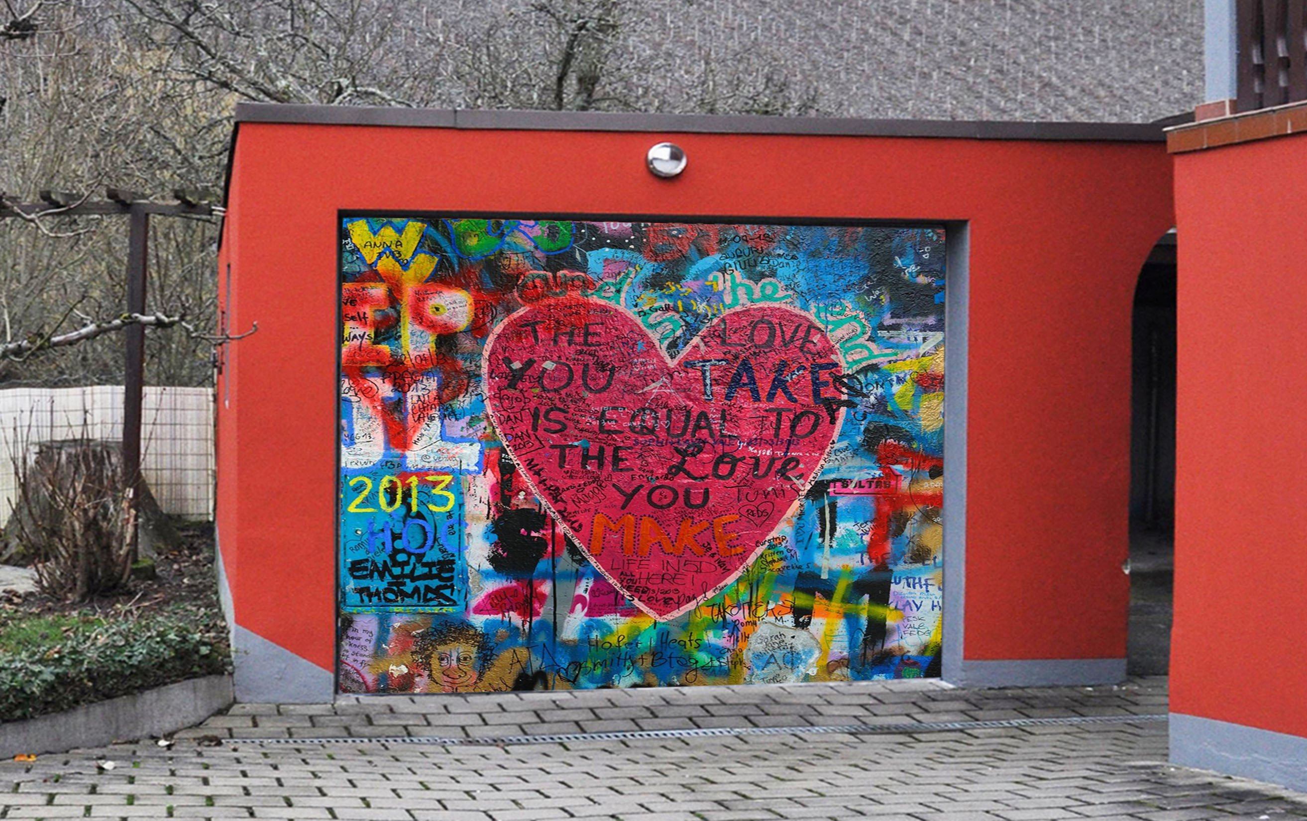 3D Graffiti Red Heart 28 Garage Door Mural Wallpaper AJ Wallpaper 