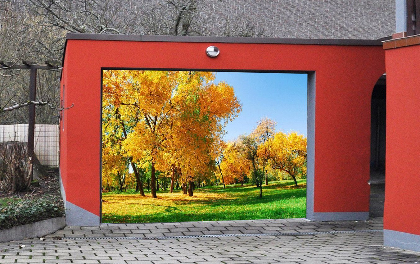3D Grassland Yellow Trees 203 Garage Door Mural Wallpaper AJ Wallpaper 
