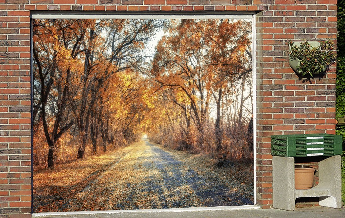 3D Autumn Roadside Trees 119 Garage Door Mural Wallpaper AJ Wallpaper 