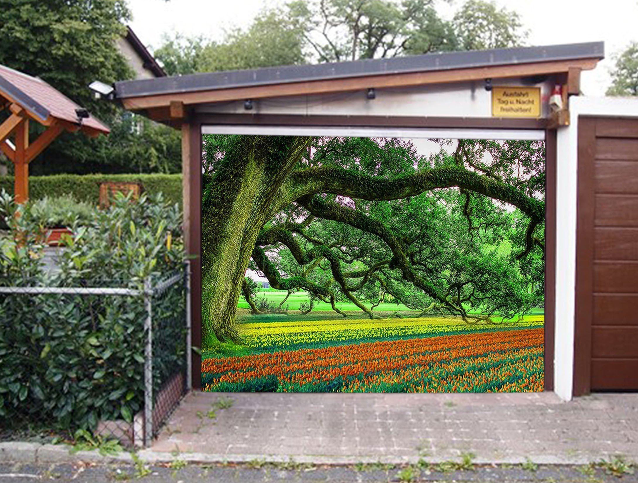 3D Flowers Trees 62 Garage Door Mural Wallpaper AJ Wallpaper 