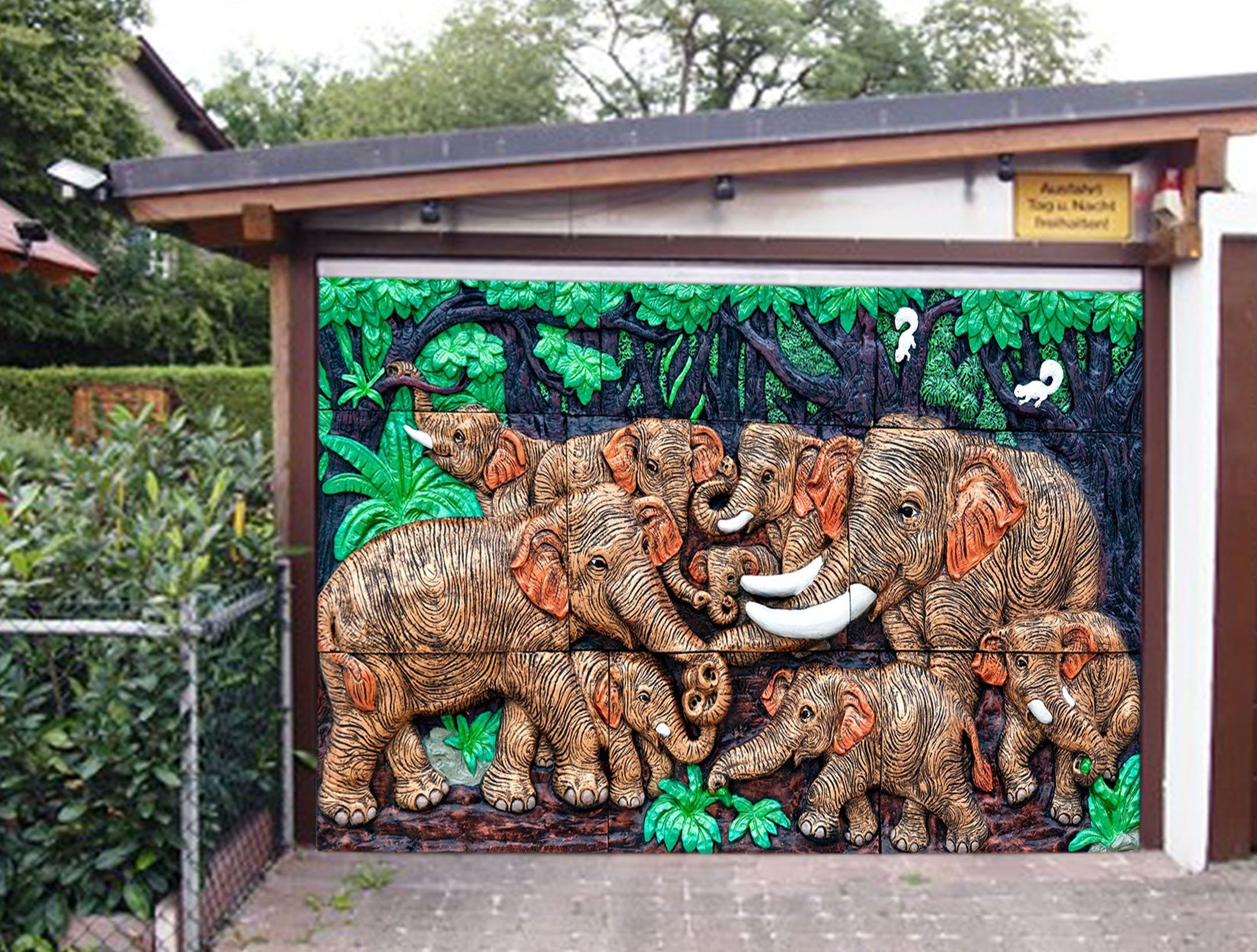 3D Playful Elephants 317 Garage Door Mural Wallpaper AJ Wallpaper 
