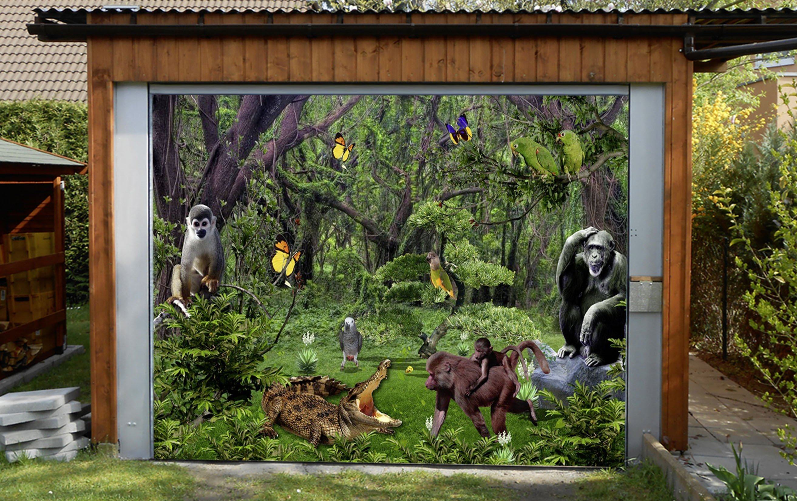 3D Forest Animals 010 Garage Door Mural Wallpaper AJ Wallpaper 