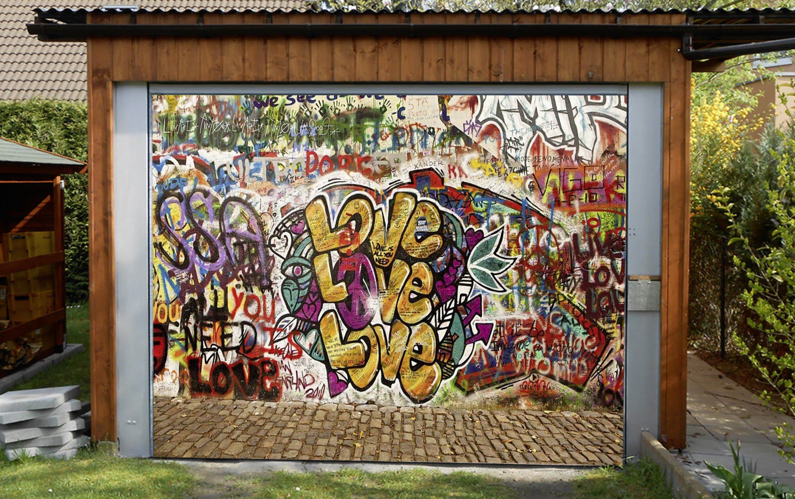 3D Bricks Road Graffiti 76 Garage Door Mural Wallpaper AJ Wallpaper 