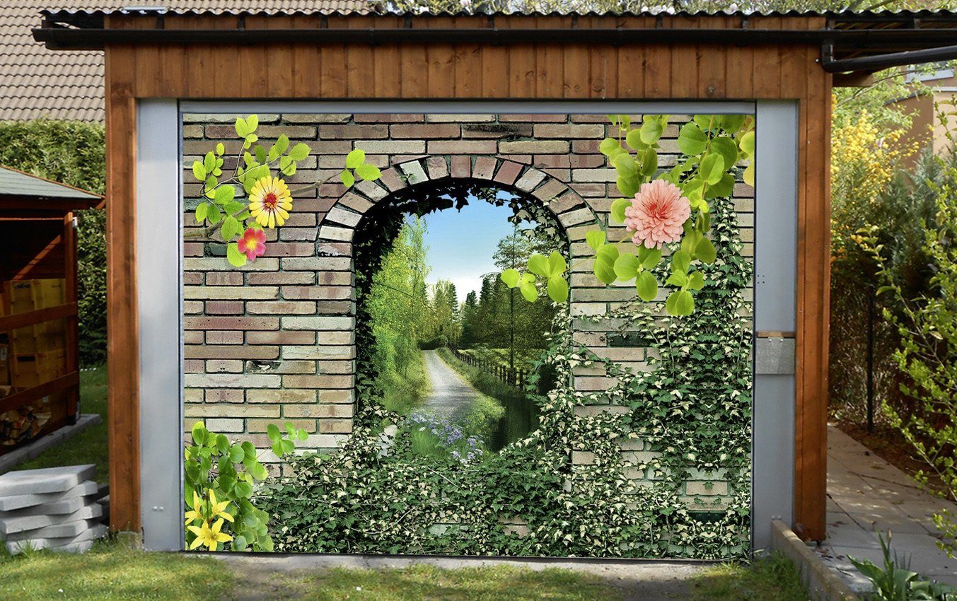 3D Bricks Arches Scenery 232 Garage Door Mural Wallpaper AJ Wallpaper 