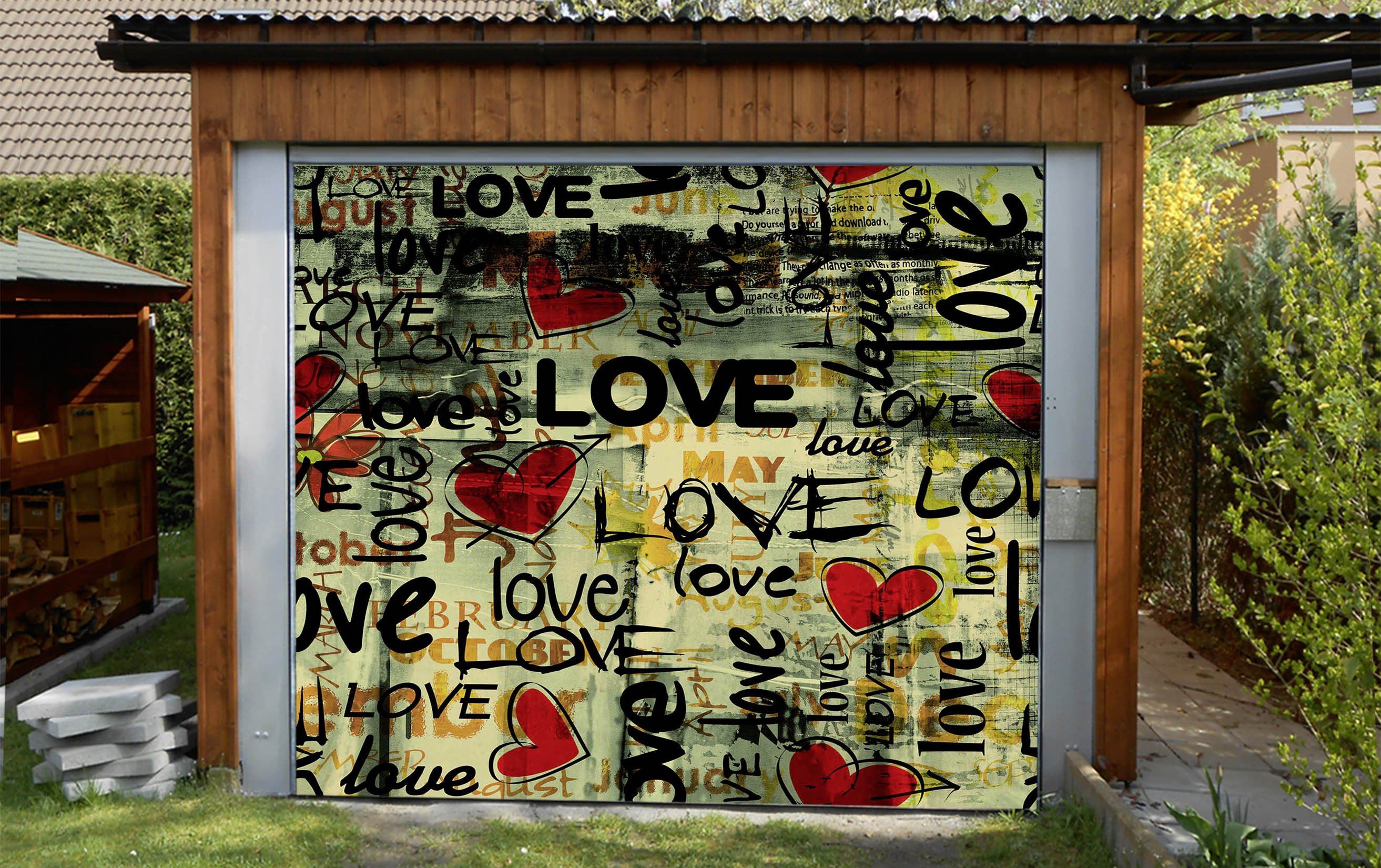 3D Graffiti Love 328 Garage Door Mural Wallpaper AJ Wallpaper 