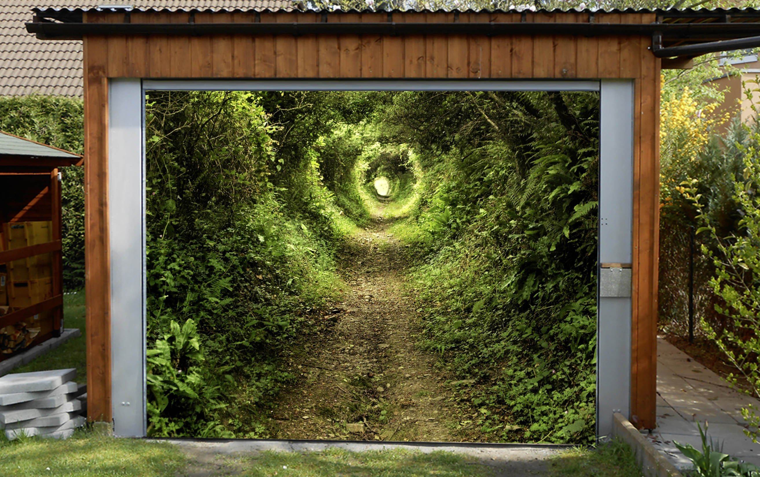 3D Green Weeds Tunnel 319 Garage Door Mural Wallpaper AJ Wallpaper 