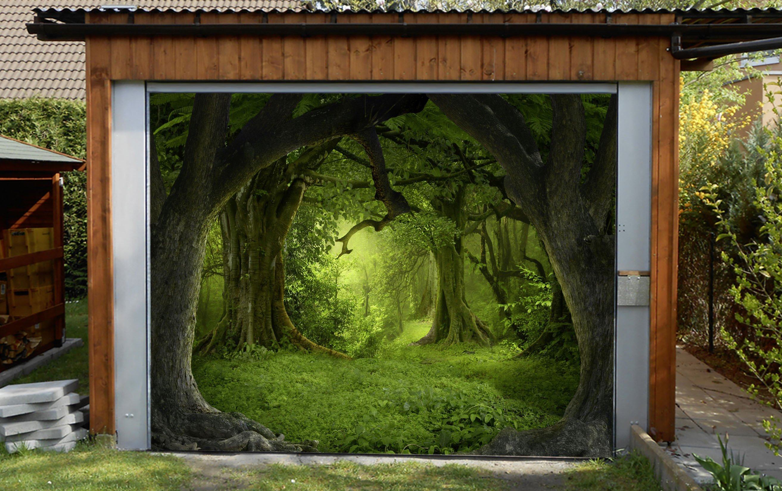 3D Deep Forest Trees 306 Garage Door Mural Wallpaper AJ Wallpaper 