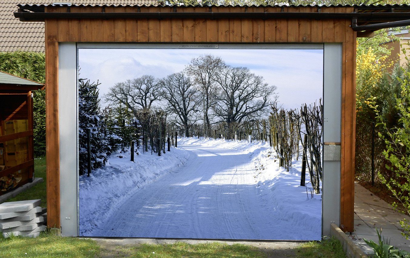 3D Snow Road Bare Trees 141 Garage Door Mural Wallpaper AJ Wallpaper 