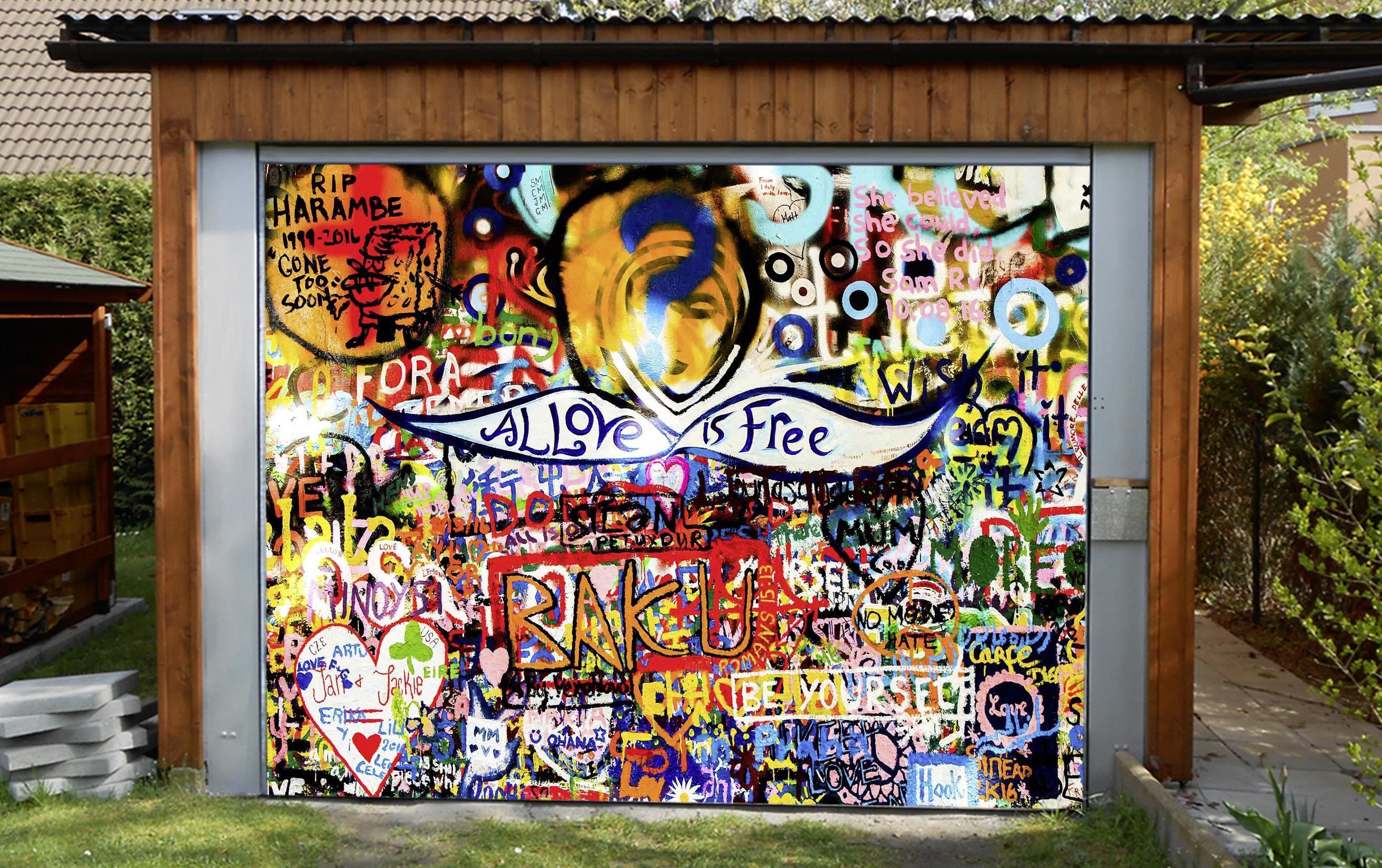 3D Meaningful Graffiti 320 Garage Door Mural Wallpaper AJ Wallpaper 