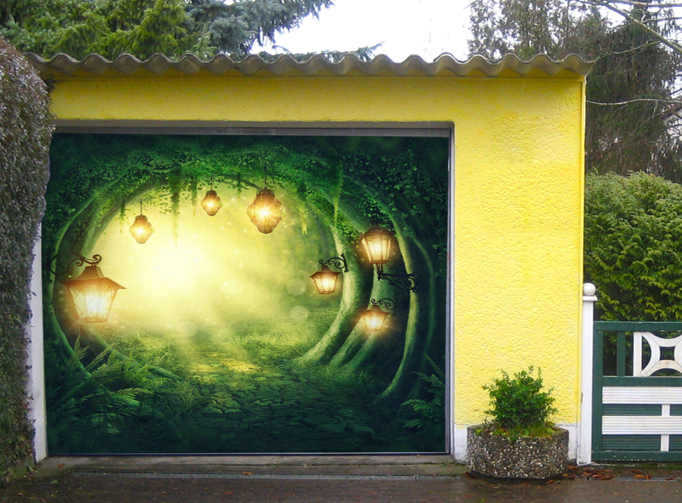 3D Forest Path Lights 451 Garage Door Mural Wallpaper AJ Wallpaper 