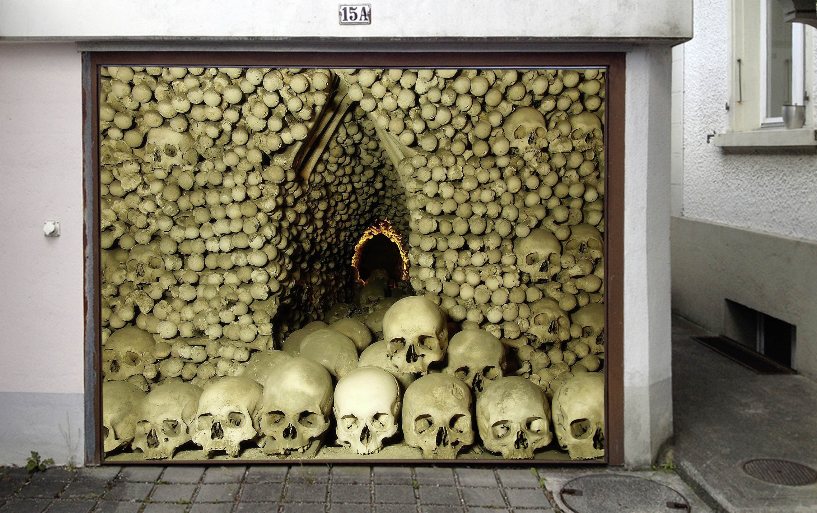 3D Skulls Cave 444 Garage Door Mural Wallpaper AJ Wallpaper 