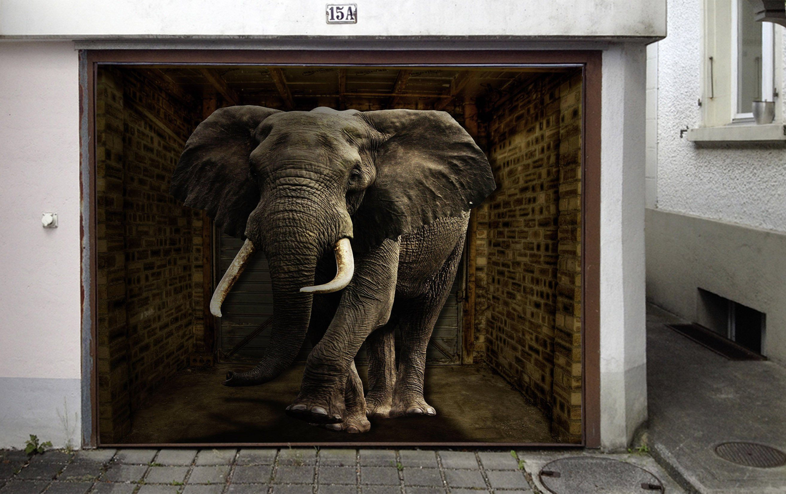 3D Big Elephant 404 Garage Door Mural Wallpaper AJ Wallpaper 