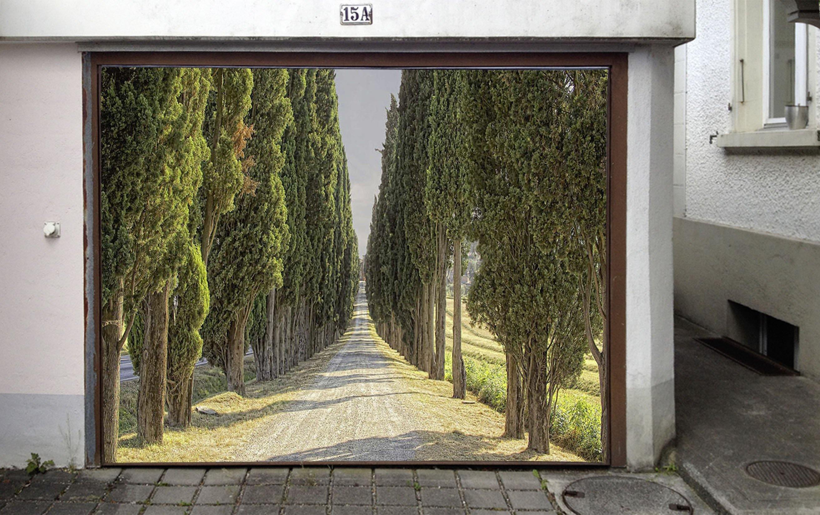3D Road Trees Rows 350 Garage Door Mural Wallpaper AJ Wallpaper 
