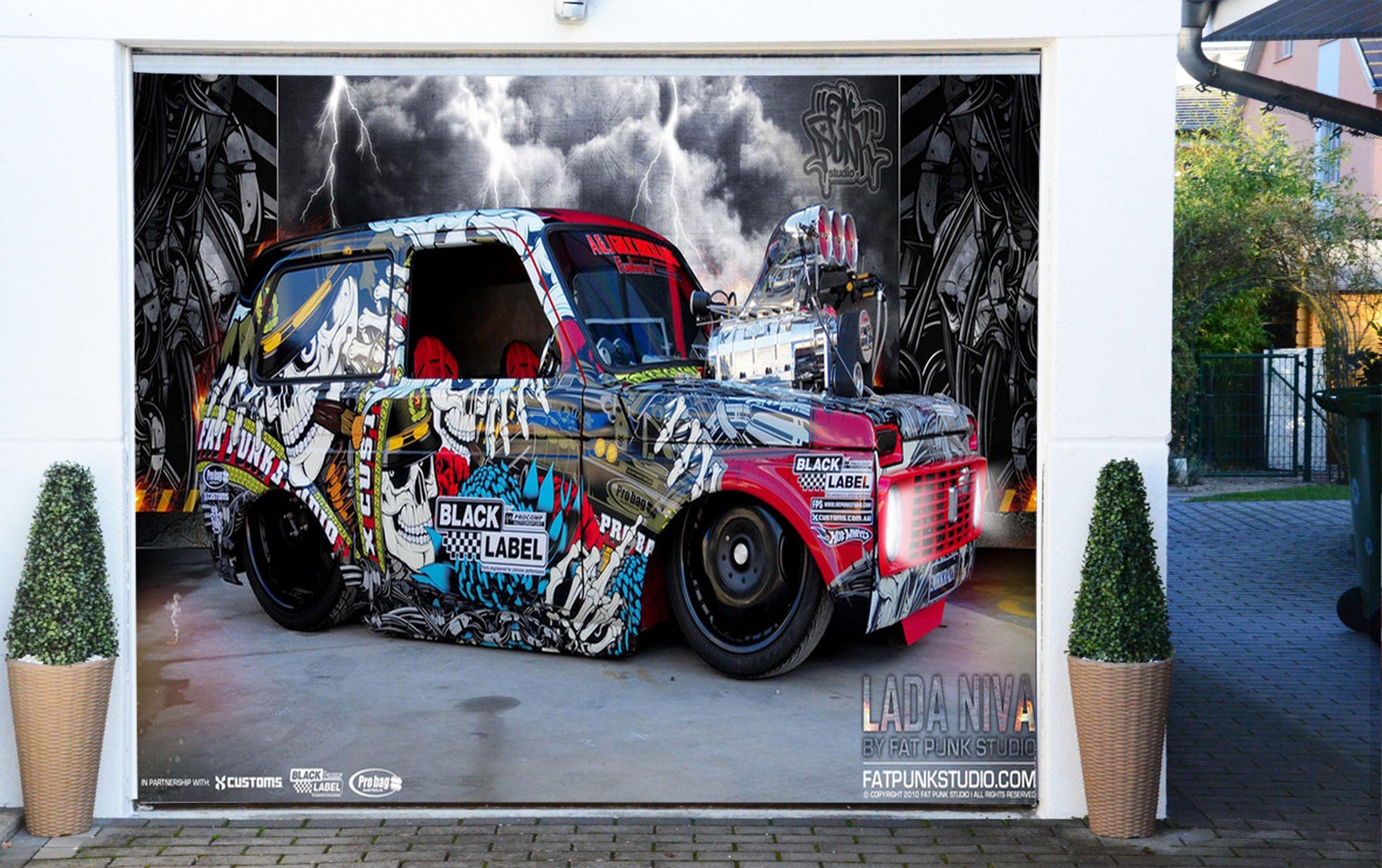 3D Car Graffiti 67 Garage Door Mural Wallpaper AJ Wallpaper 