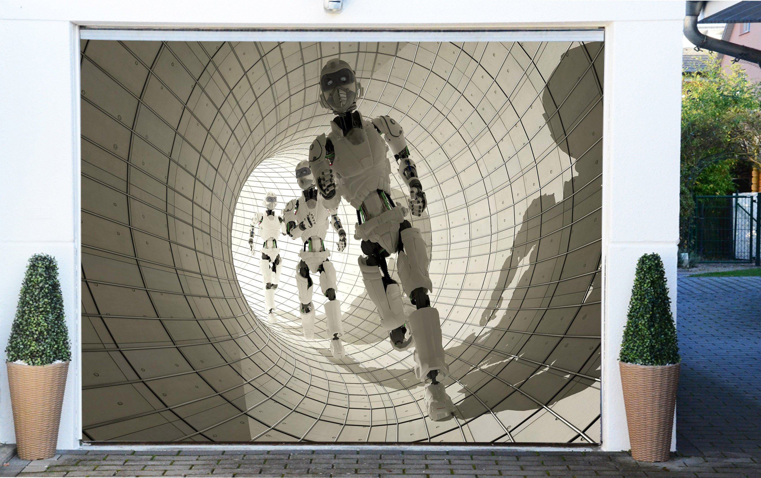3D Robots Tunnel 337 Garage Door Mural Wallpaper AJ Wallpaper 