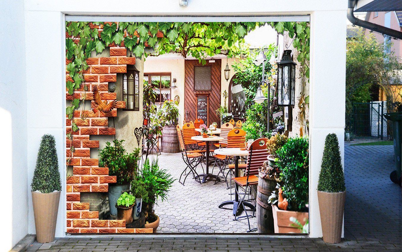 3D Restaurant Bricks Ivy 293 Garage Door Mural Wallpaper AJ Wallpaper 