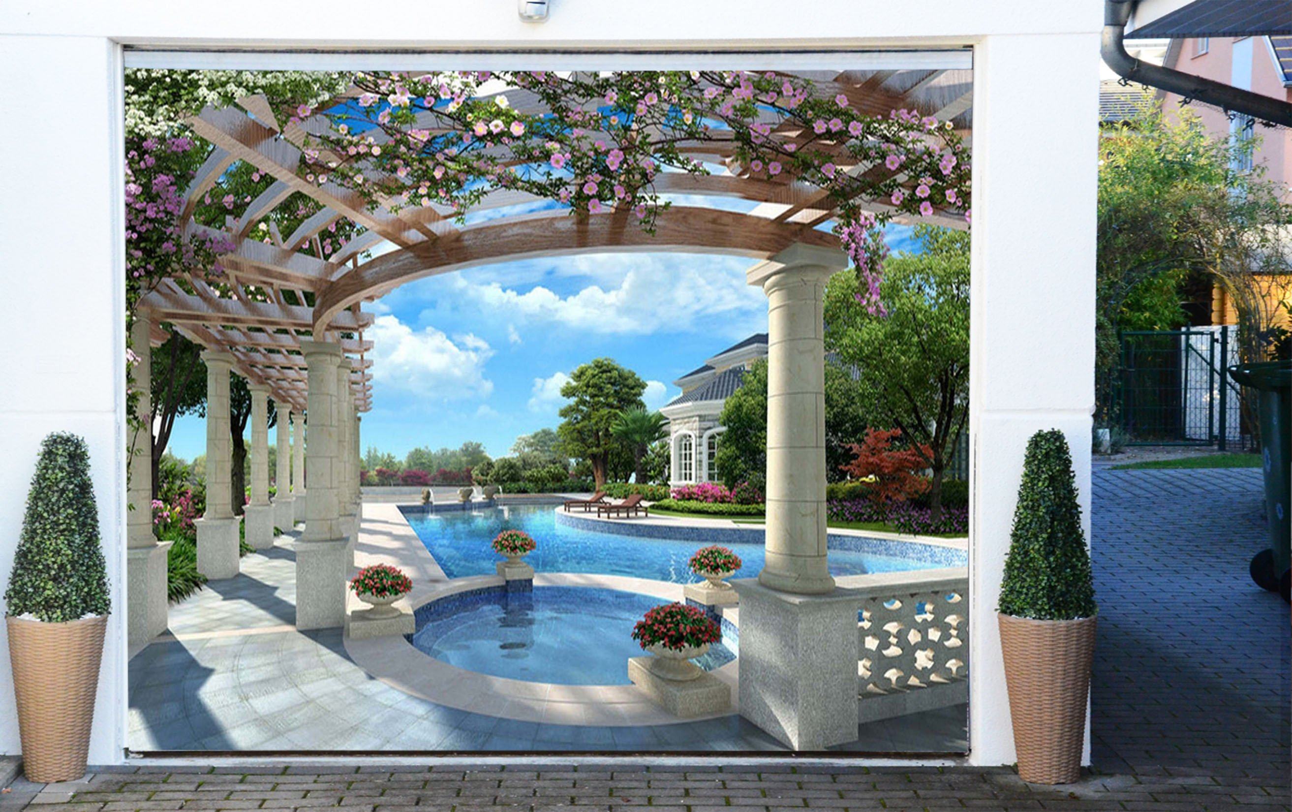 3D Swimming Pool 56 Garage Door Mural Wallpaper AJ Wallpaper 