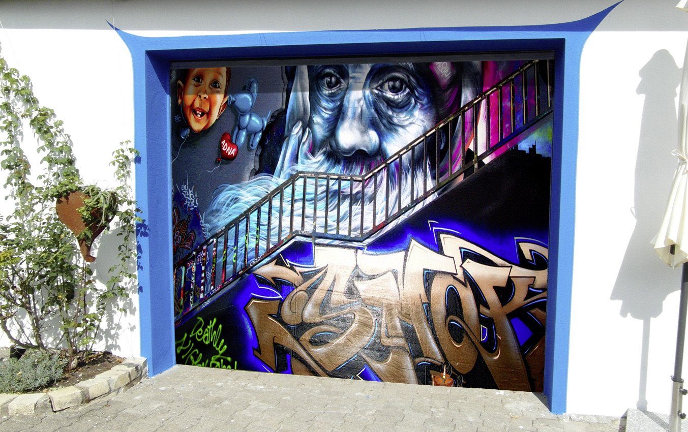 3D Stairway Graffiti 260 Garage Door Mural Wallpaper AJ Wallpaper 