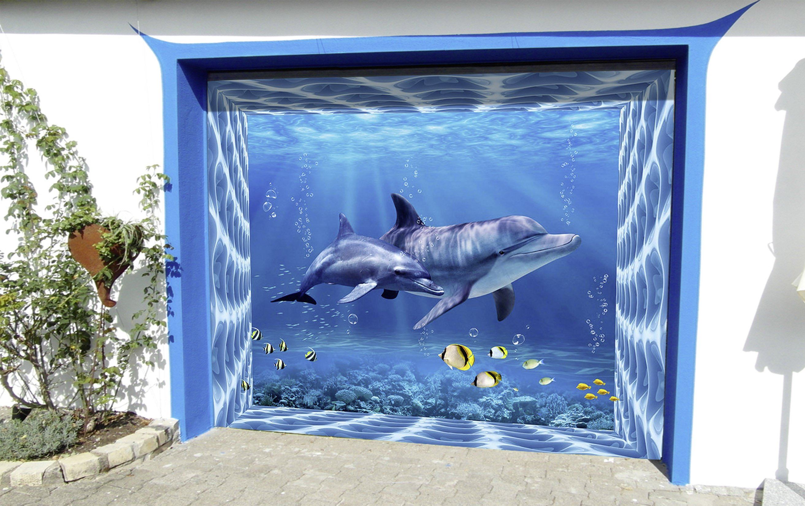 3D Ocean Dolphins 41 Garage Door Mural Wallpaper AJ Wallpaper 