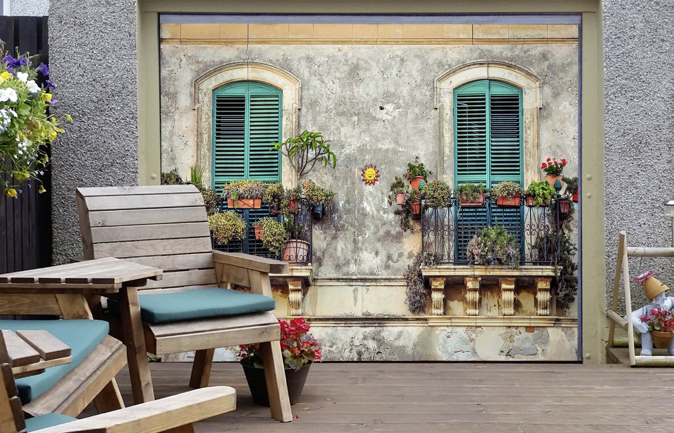 3D Window Potted Plants 442 Garage Door Mural Wallpaper AJ Wallpaper 