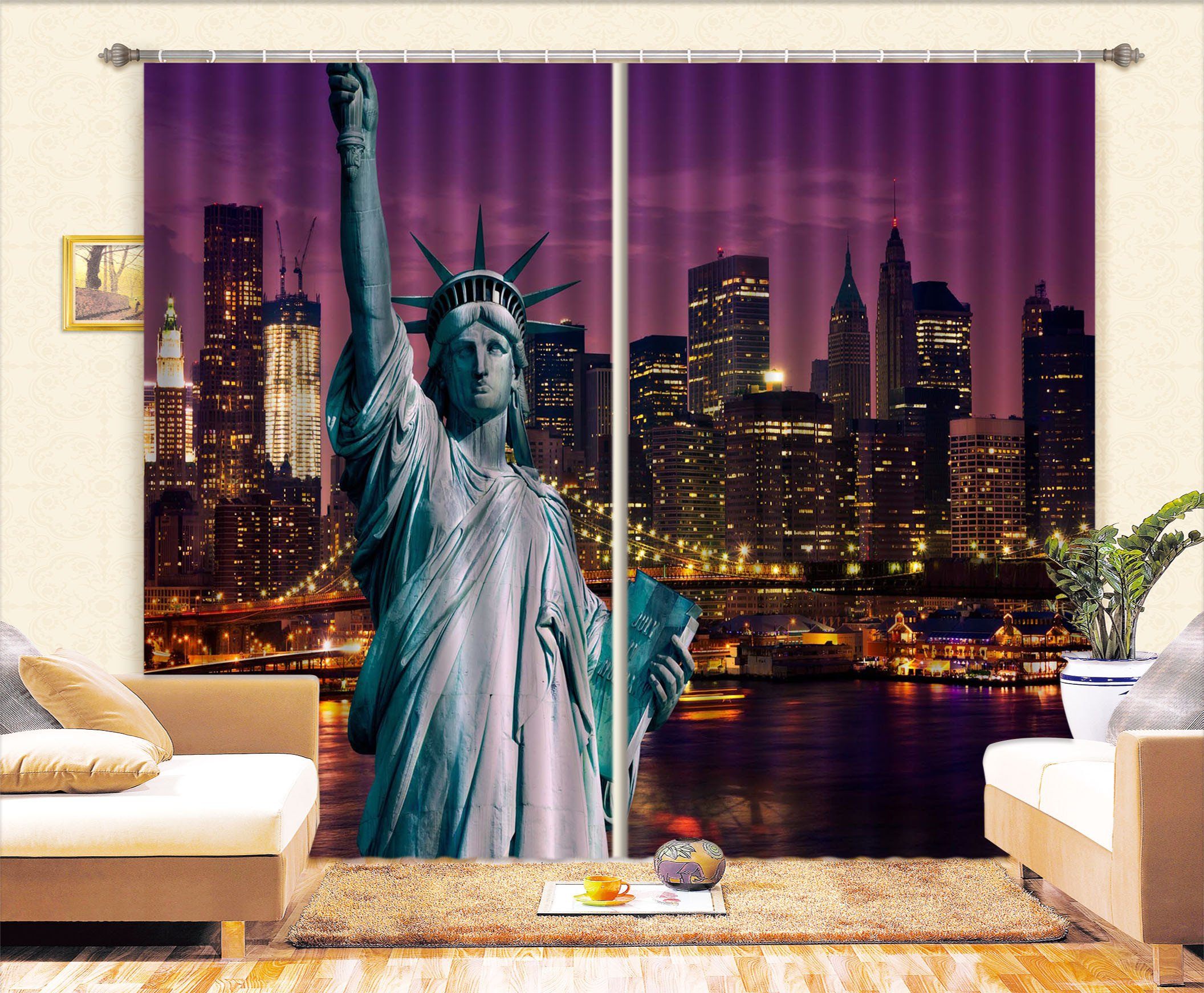 3D New York Liberty Statue 32 Curtains Drapes Wallpaper AJ Wallpaper 
