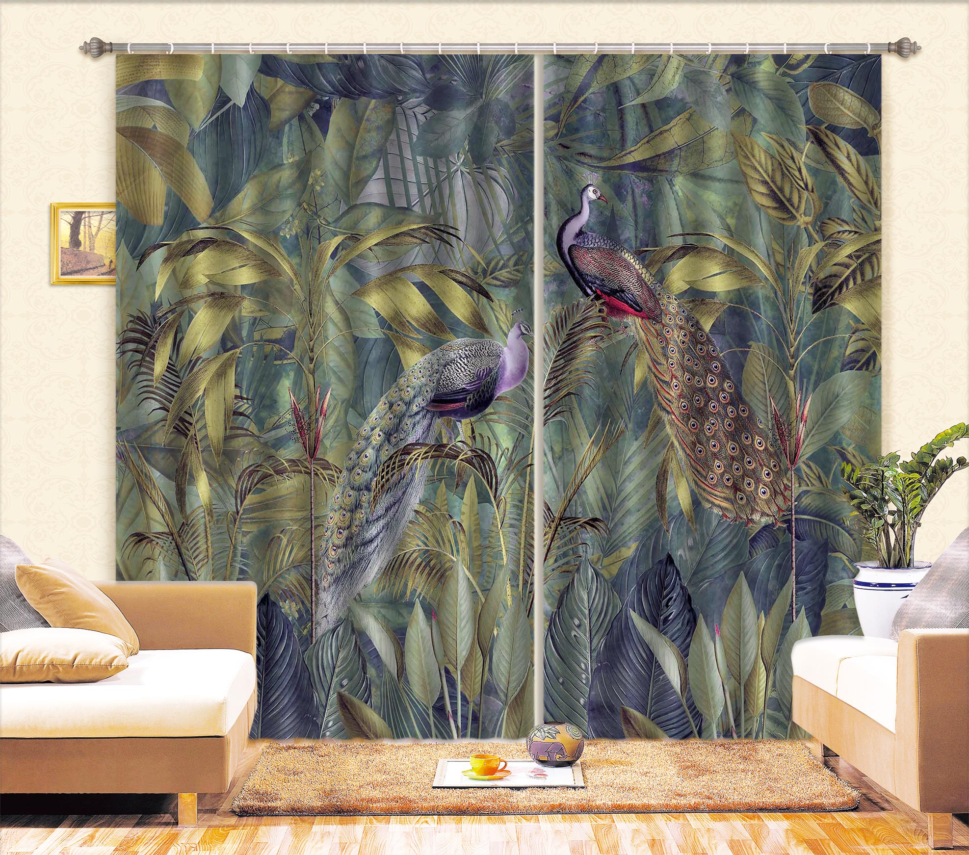 3D Peacock Jungle 017 Andrea haase Curtain Curtains Drapes
