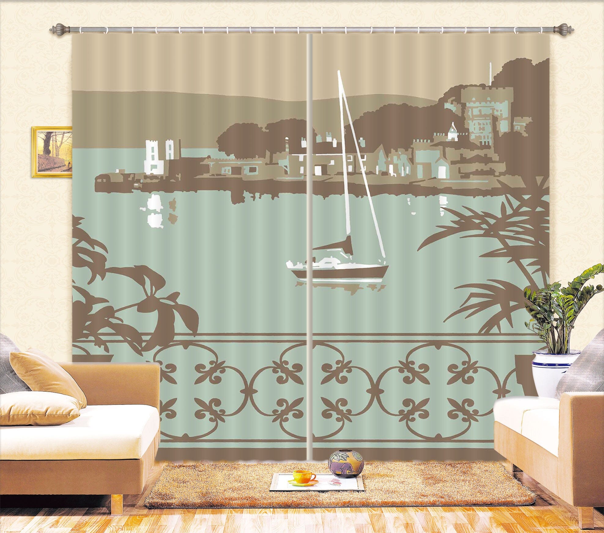 3D Sandbanks Balcony 143 Steve Read Curtain Curtains Drapes Curtains AJ Creativity Home 