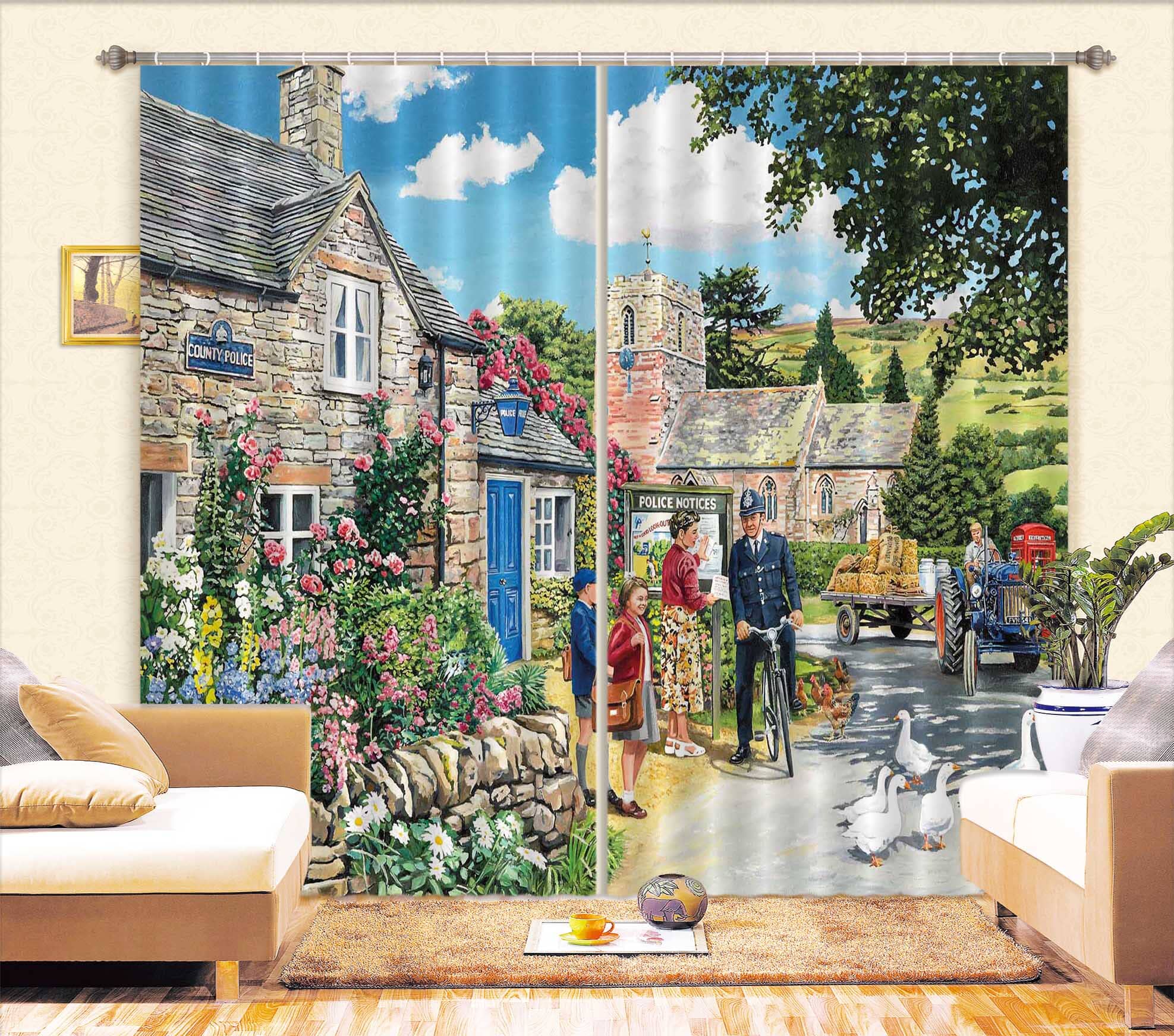 3D The Police House 104 Trevor Mitchell Curtain Curtains Drapes Curtains AJ Creativity Home 