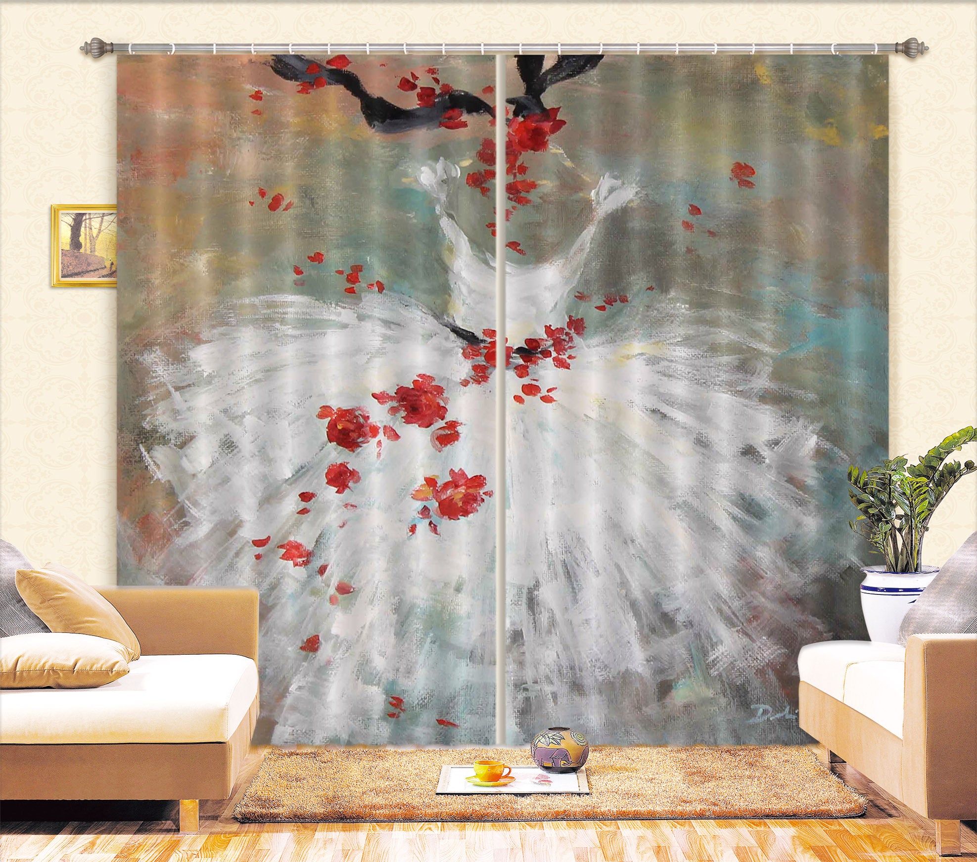 3D Skirt Red Petals 2193 Debi Coules Curtain Curtains Drapes