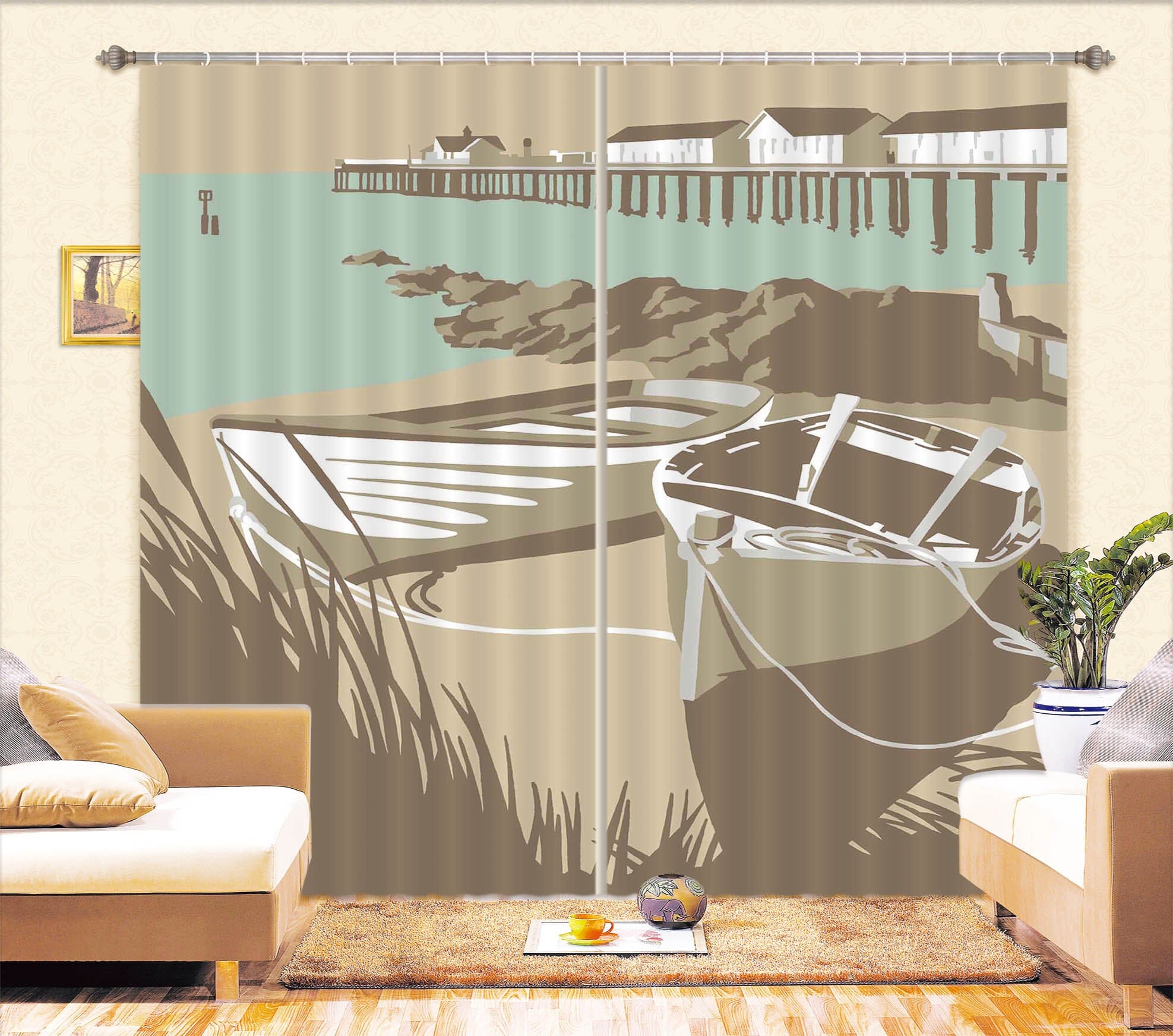 3D Southwold Boats Pier 149 Steve Read Curtain Curtains Drapes Curtains AJ Creativity Home 