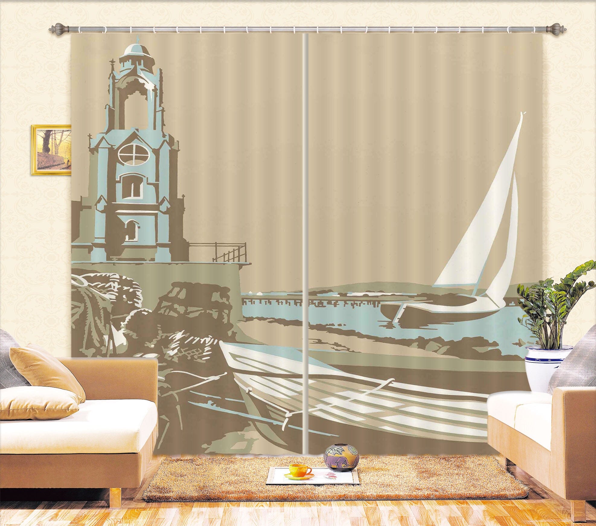 3D Swanage Tower 163 Steve Read Curtain Curtains Drapes Curtains AJ Creativity Home 