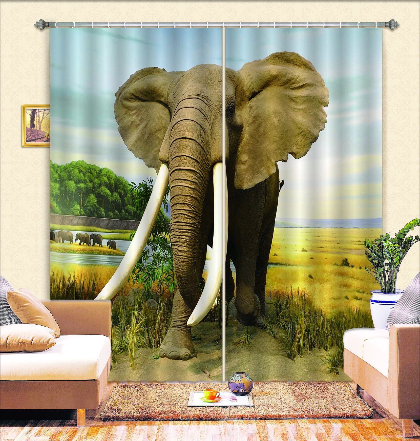 3D Big Elephant 797 Curtains Drapes Wallpaper AJ Wallpaper 