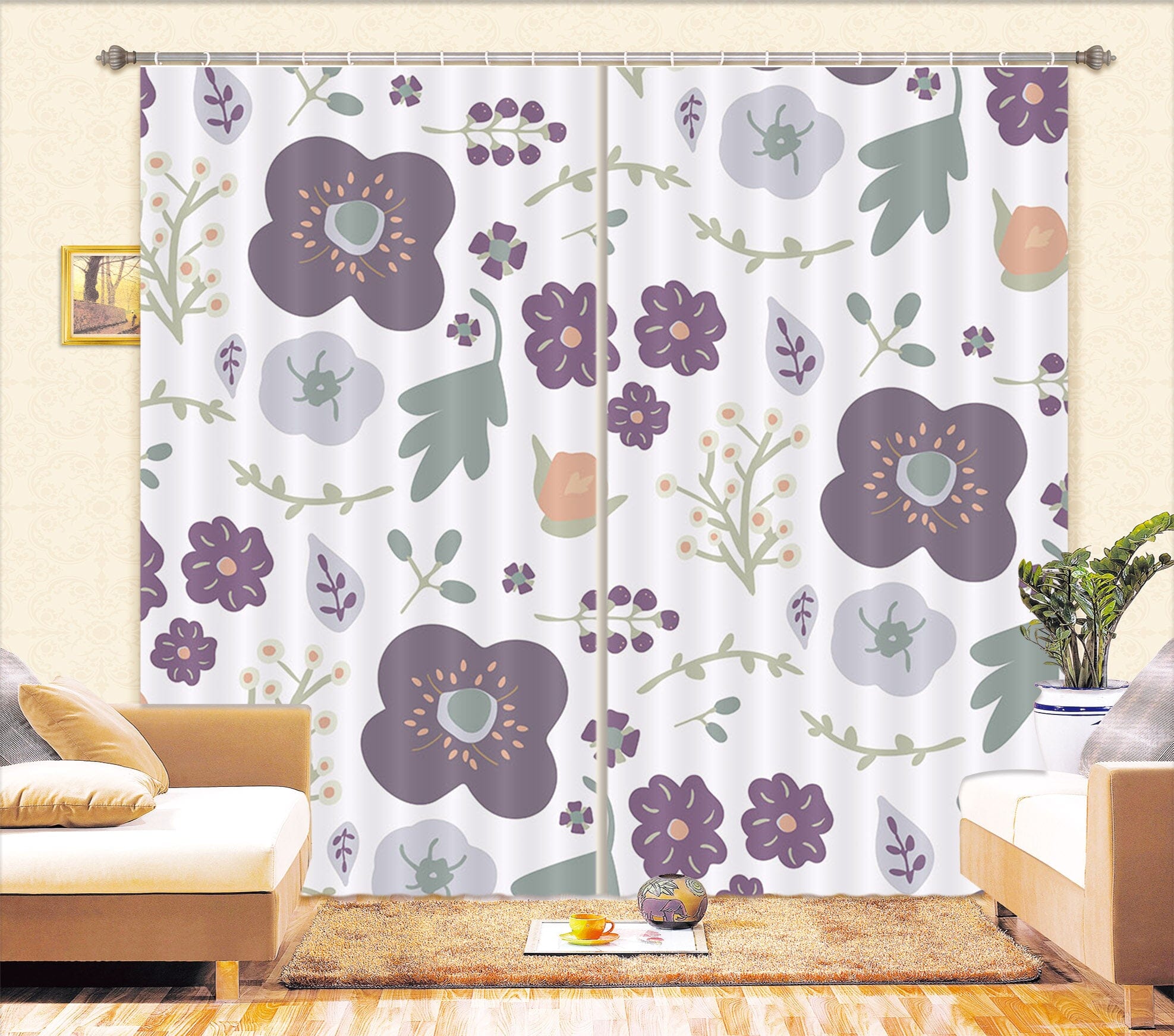 3D Flower Pattern 043 Jillian Helvey Curtain Curtains Drapes Curtains AJ Creativity Home 