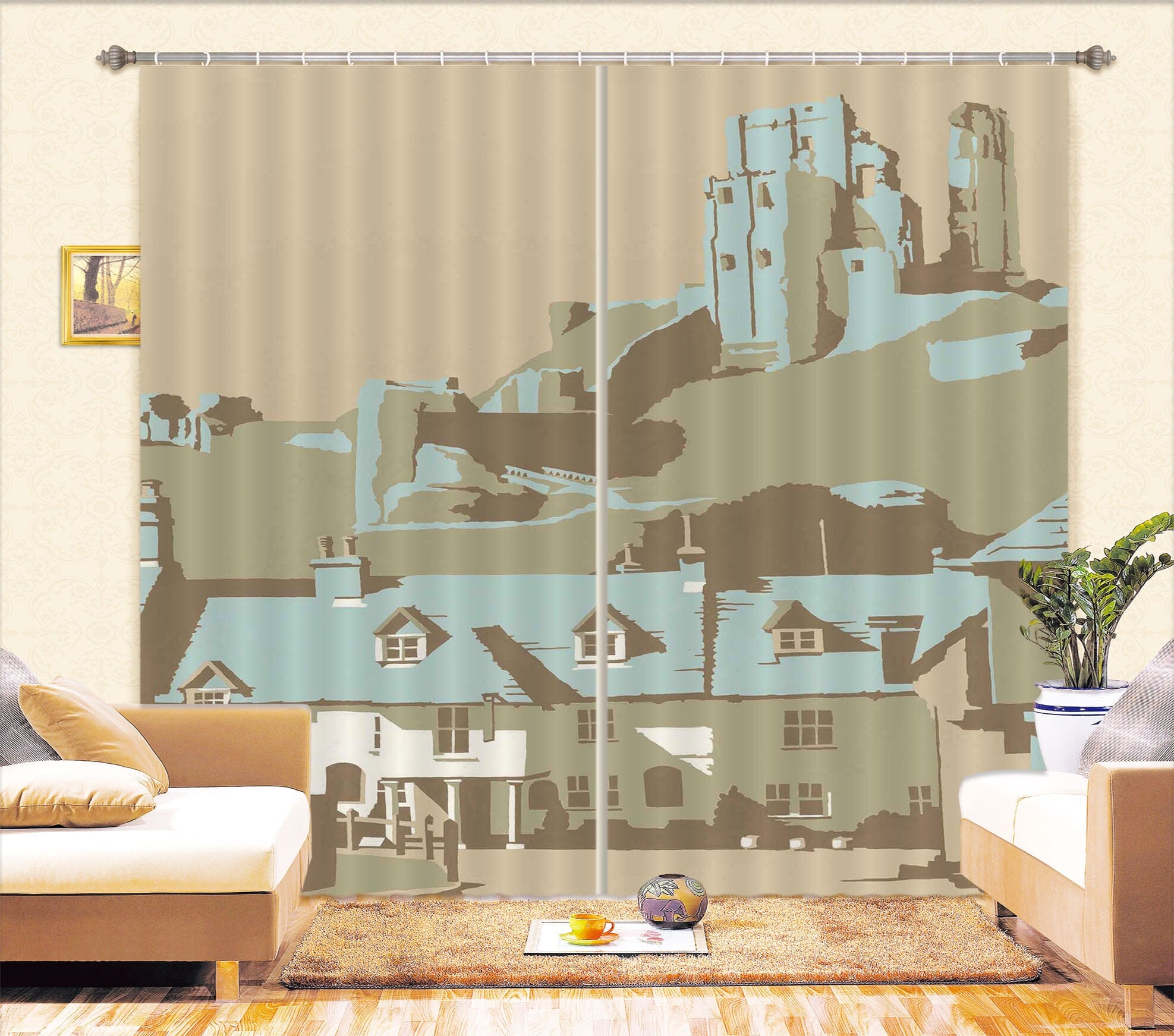 3D Corfe Castle 111 Steve Read Curtain Curtains Drapes Curtains AJ Creativity Home 