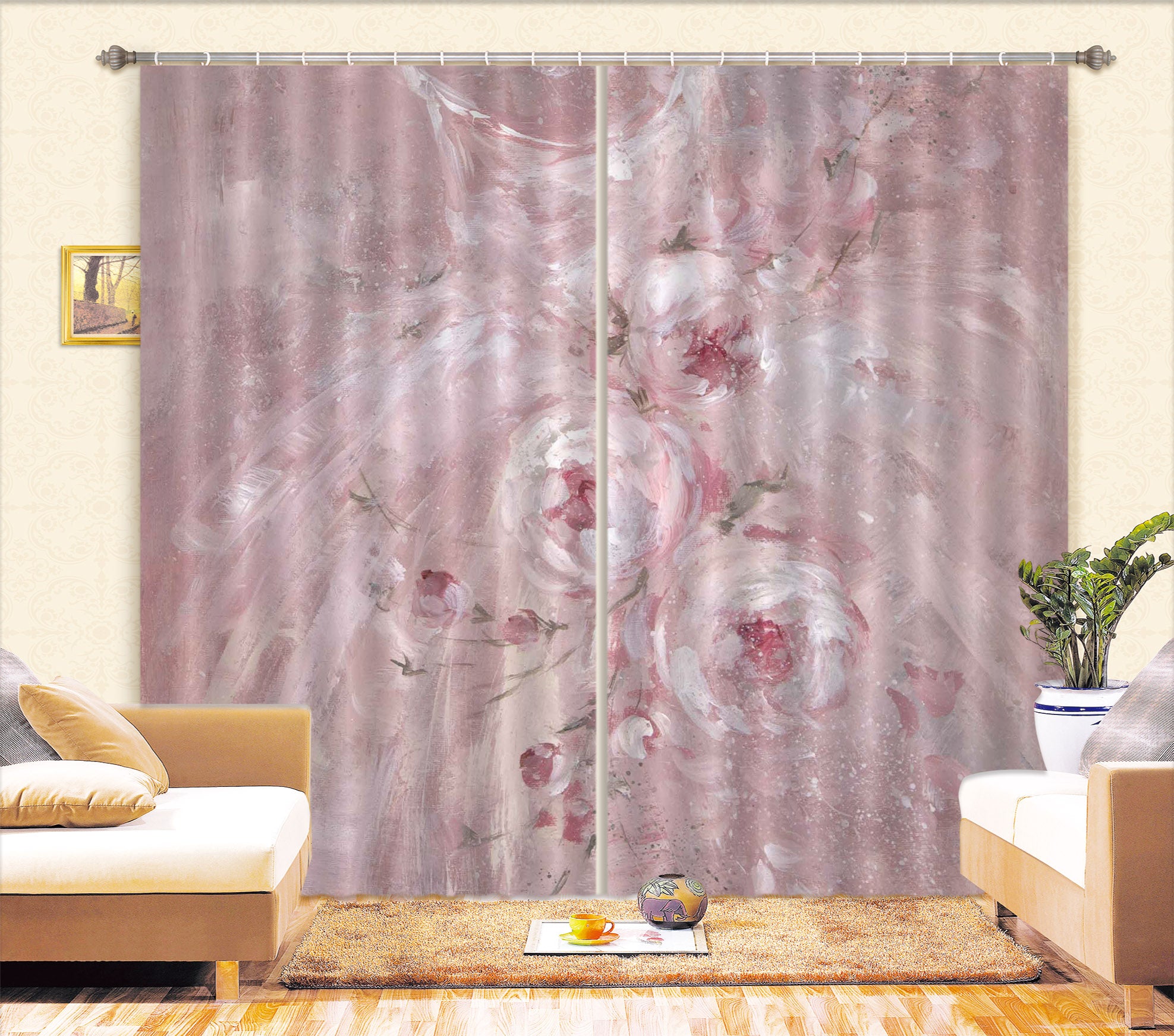 3D Pink Rose Pattern Skirt 3068 Debi Coules Curtain Curtains Drapes
