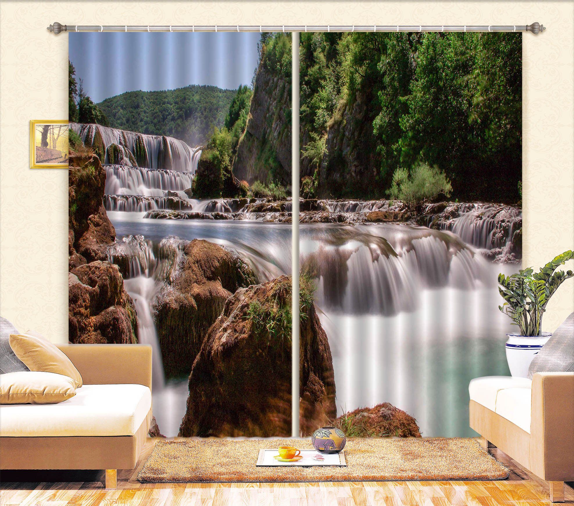 3D River Scenery 326 Curtains Drapes Wallpaper AJ Wallpaper 