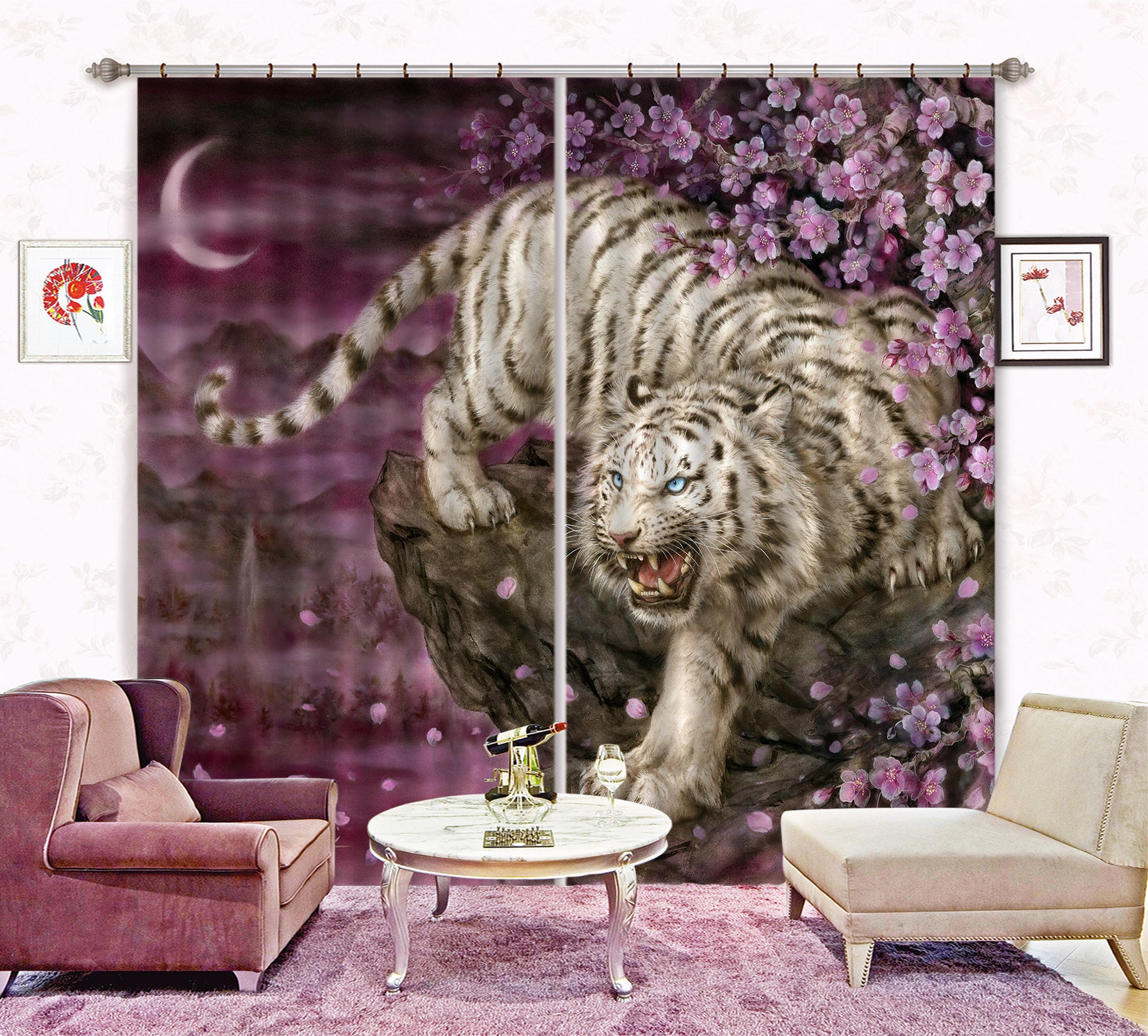 3D Flower Tiger 9088 Kayomi Harai Curtain Curtains Drapes
