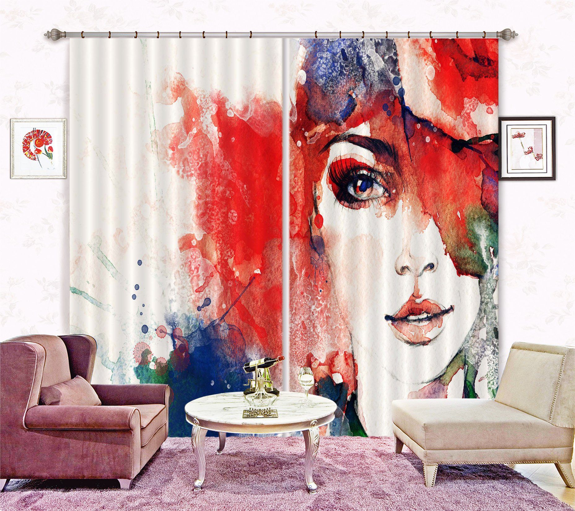 3D Graffiti Fashion Woman Curtains Drapes Wallpaper AJ Wallpaper 