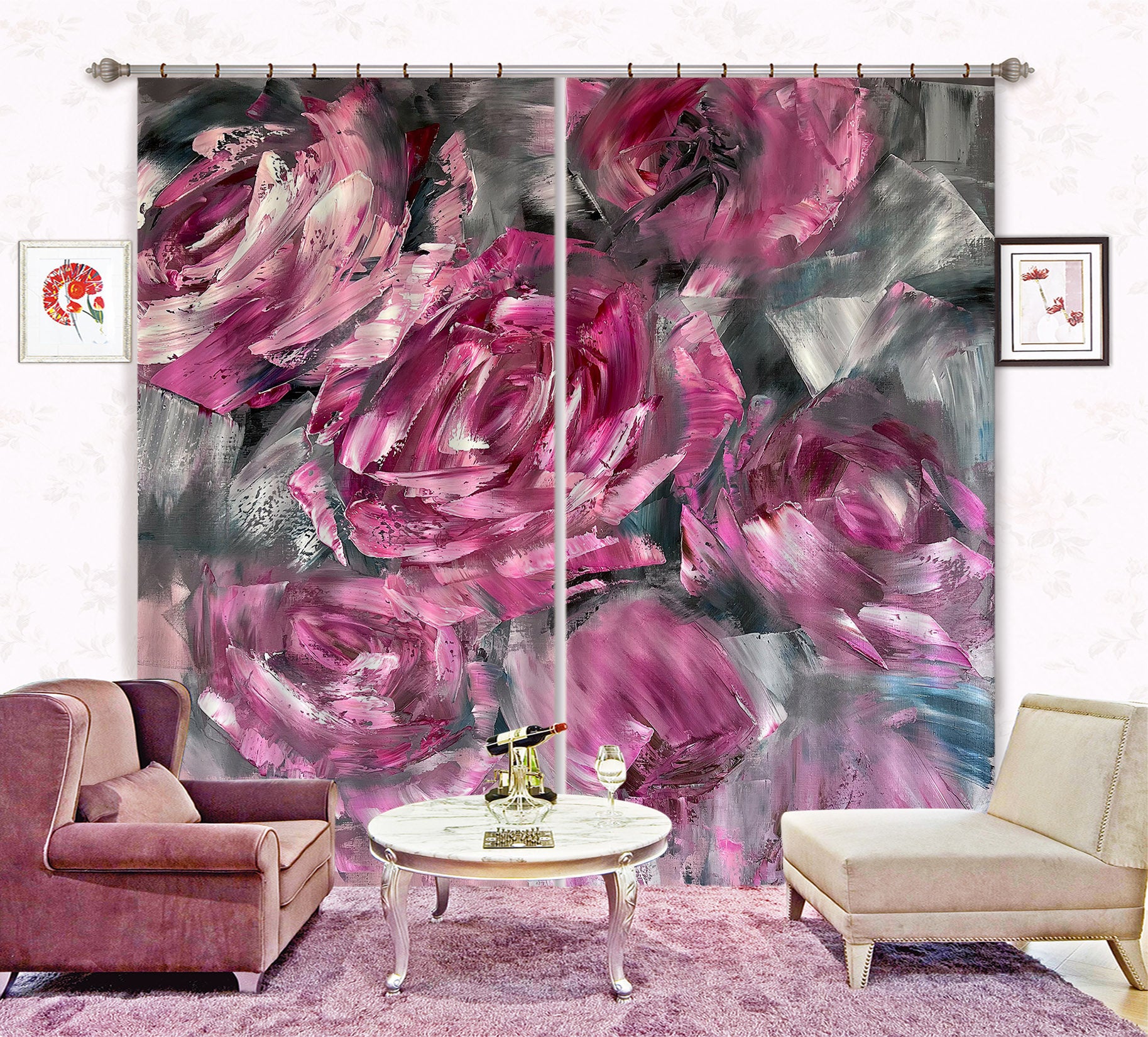 3D Red Rose 3013 Skromova Marina Curtain Curtains Drapes