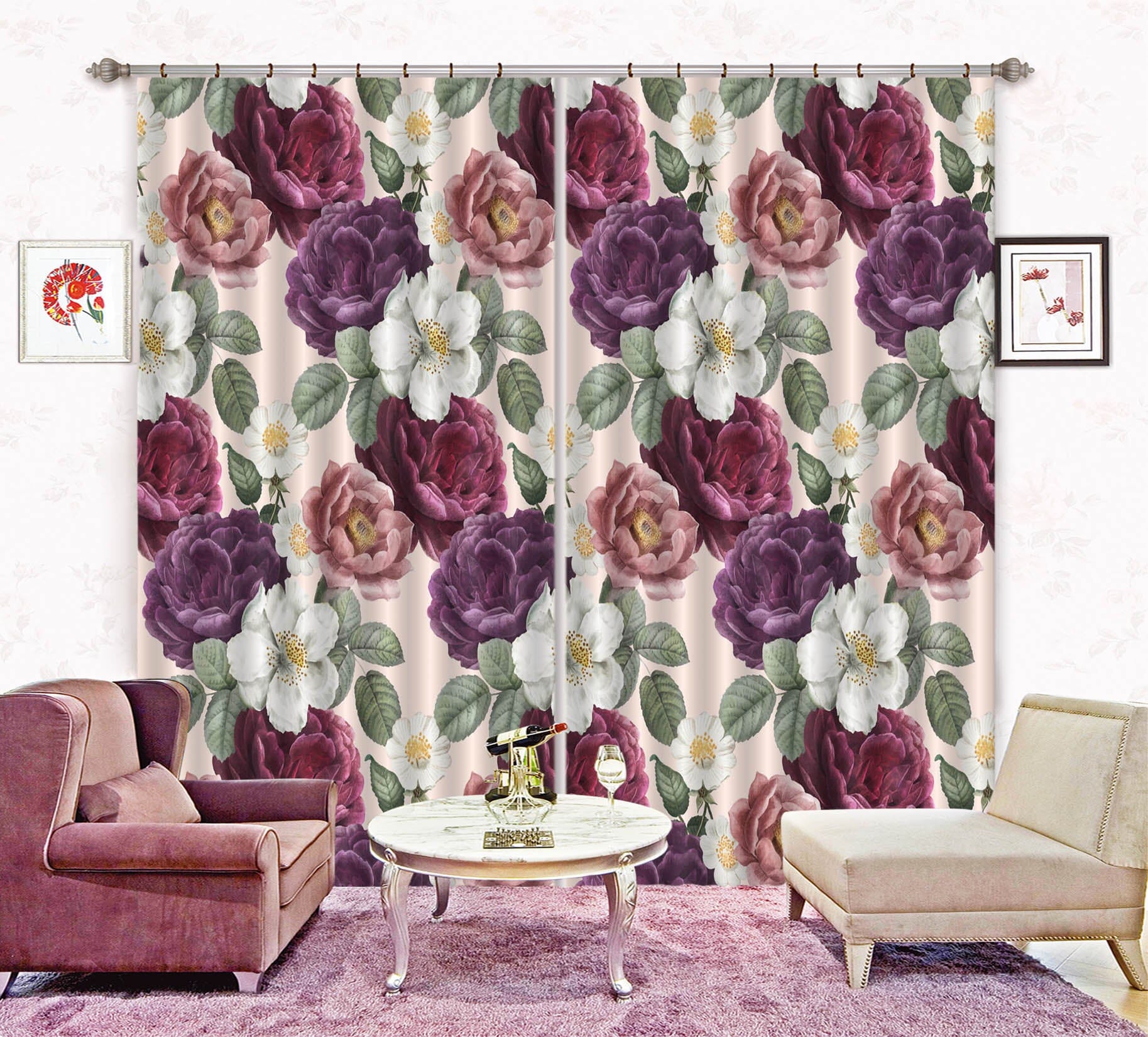 3D Color Rose 757 Curtains Drapes Wallpaper AJ Wallpaper 