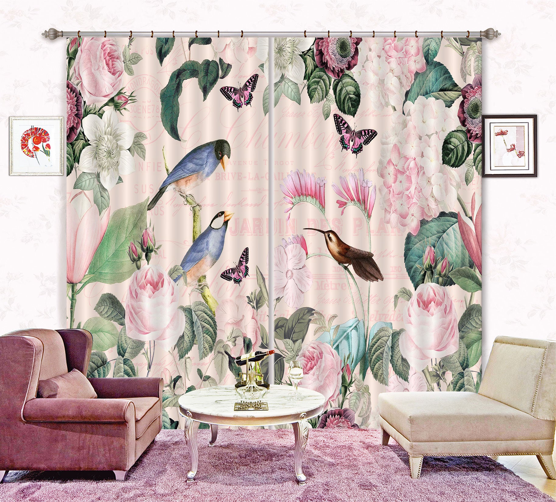 3D Magpie Rose 018 Andrea haase Curtain Curtains Drapes