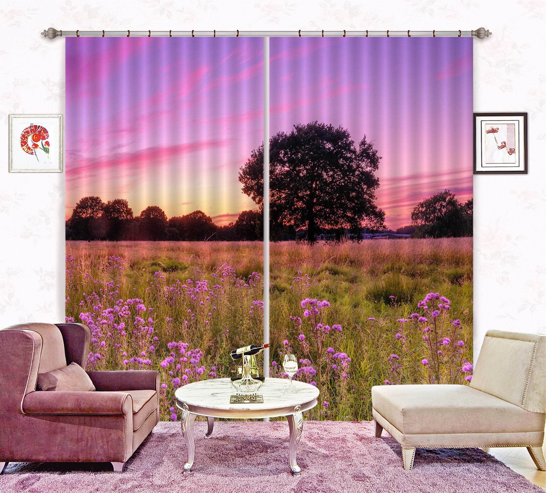 3D Prairie Flower 059 Assaf Frank Curtain Curtains Drapes