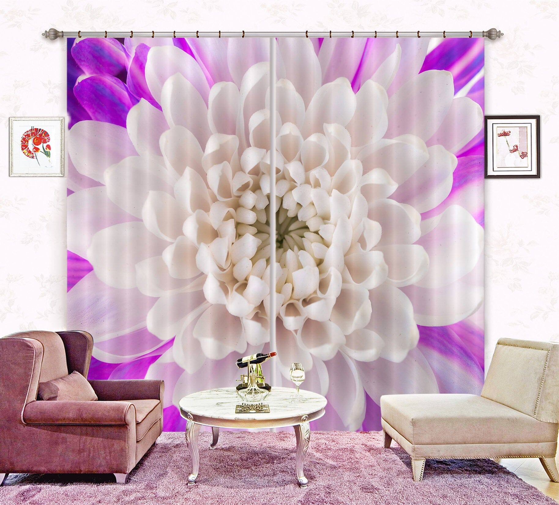 3D White Petals 223 Assaf Frank Curtain Curtains Drapes Curtains AJ Creativity Home 
