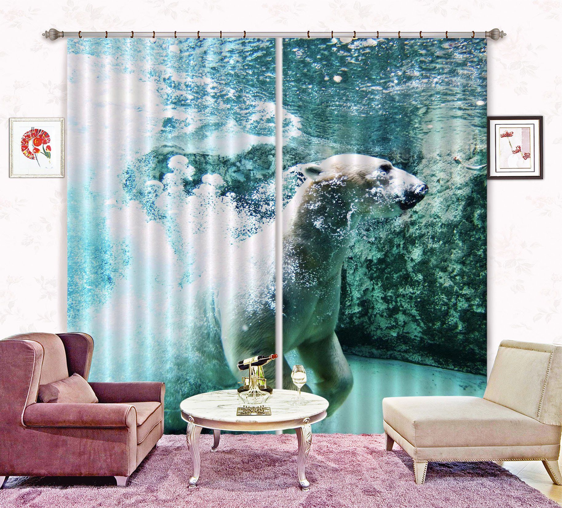 3D Polar Bear 54 Curtains Drapes Wallpaper AJ Wallpaper 
