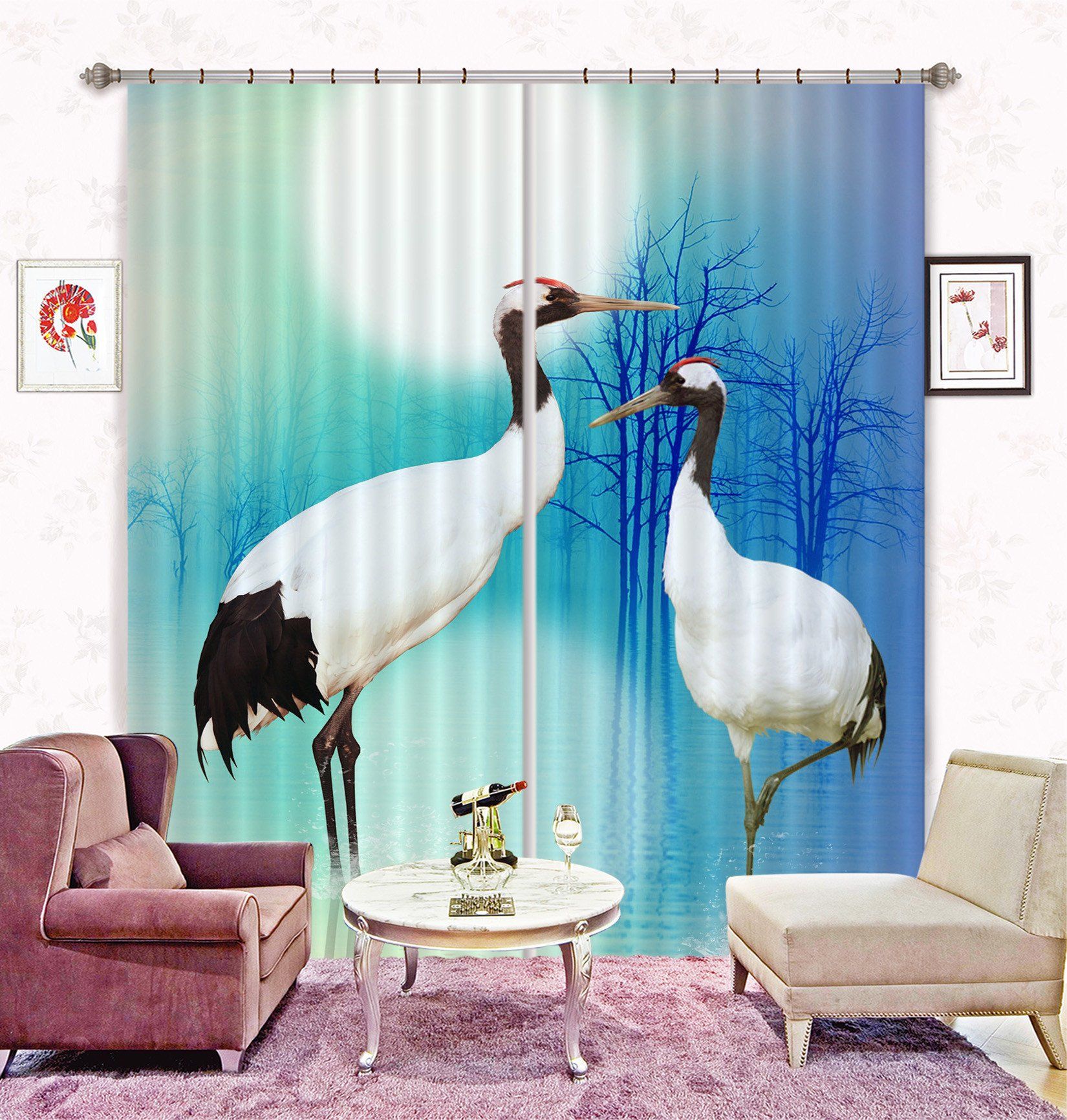 3D Pretty Cranes Curtains Drapes Wallpaper AJ Wallpaper 